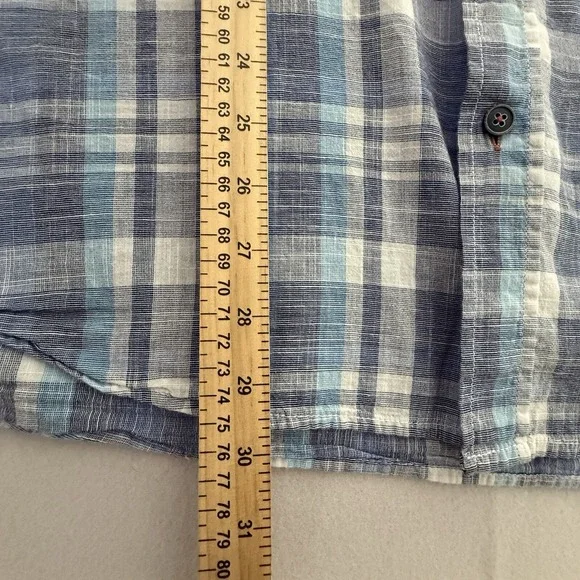 Weatherproof Vintage Mens XL Blue on Blue Plaid Short-Sleeve Cotton Camp Shirt - Picture 5 of 6